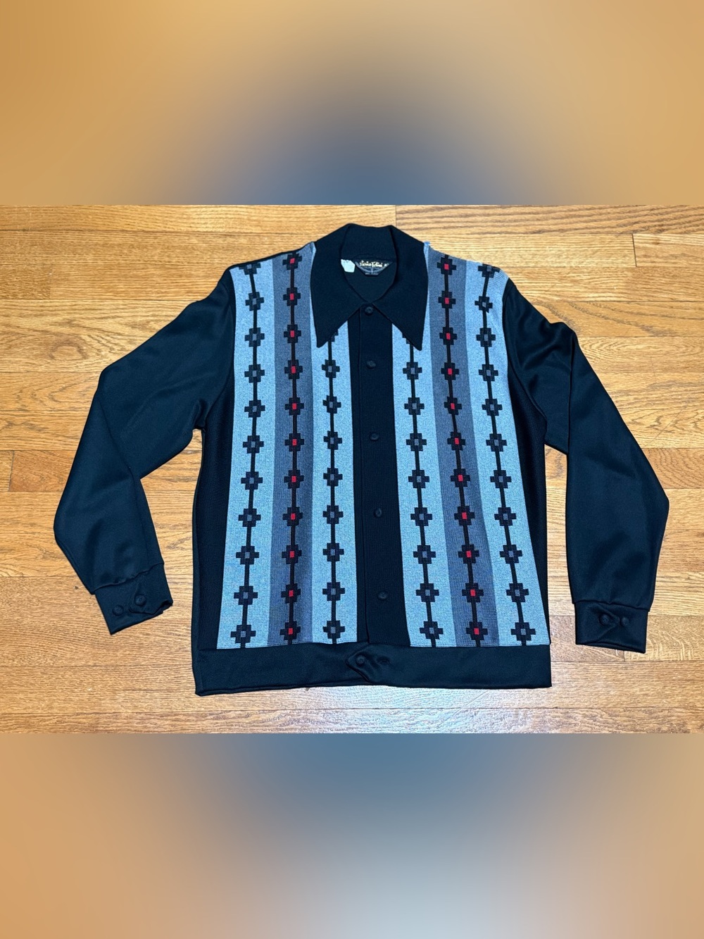 Enrico Fellini Vintage 1970s Dagger Collar Knit Button Down Goodfellas (Small)